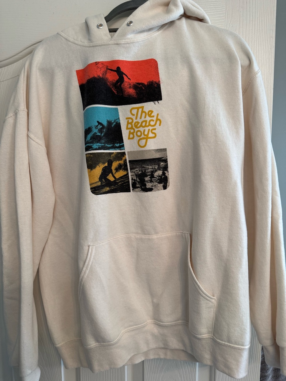 The Beach Boys Graphic Hoodie in Cream with Multicolor Surf Panels